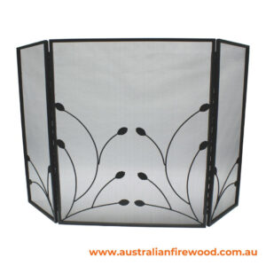 Fire Place Screen Leaf Design Black